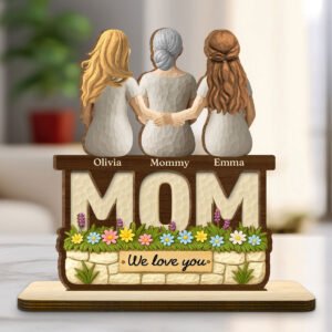 Alittleis Art Supplies We Love You Mom Ver Wooden - Personalized Custom 2-Layer Wood Plaque With Flat Base