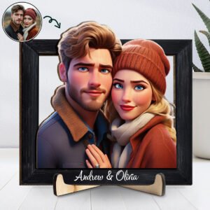Alittleis Art Supplies Couple Cartoon - Personalized Custom Wooden Plaque