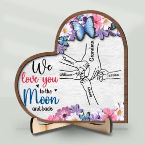 Alittleis Art Supplies We Love You To The Moon And Back - Personalized Wooden Plaque