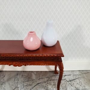 Alittleis Art Supplies Dollhouse Pink & White Vases Ceramic LARGE Miniature Use in 1:12 or 1/6 Scale