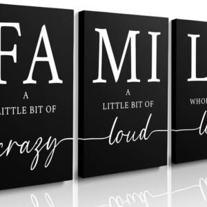 GUBIYU Black Home Wall Art for Living Room Family Sign Prints Canvas Painting Dining Room Pictures Walls Decor Artworks for Walls Rustic Large Home Family Entryway Kitchen Wall Art Set of 3 24"X36"