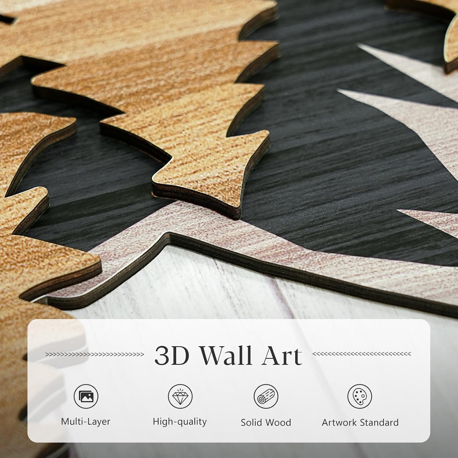 VIYYIEA 3D Textured Wood Wall Art, 3 Piece Large Mountain Wall Decor, Boho Artwork for Living Room Bedroom, Modern Landscape Painting, Sunset Mountain, 24" L x 48" W - Image 3