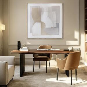 Hand Painted Wall Art 40x40 Inch Abstract Canvas Wall Art with Wood Frame Modern Neutral Wall Decor Large Framed Artwork for Living Room Bedroom Dining Room Home Decor