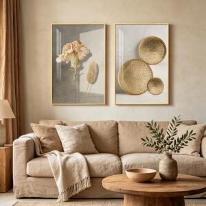 Large Framed Modern Luxury Gold Wall Art for Living Room, 2 Piece Art Prints Paintings Wall Art for Living Room,24x36 In Artwork for Walls Hallway Office Bedroom Hallway Wall Decor，Unique Gift for Friends